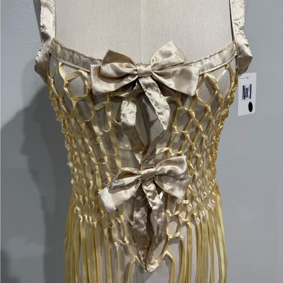 Urban Outfitters Festival Ribbon Bow Fringe Top in Cream - Picture 5 of 8